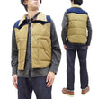 Load image into Gallery viewer, Sugar Cane Puffer Vest Men's Outer Vest Contrast Yoke Panel Padded Vest SC15400 133 Beige/Navy-Blue/Beige