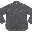 Load image into Gallery viewer, Sugar Cane Work Shirt with Vertical Hairline Code Stripe Pattern Men's Casual Jean Cord Long Sleeve Button Up Shirt SC25511 119 Black