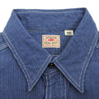 Load image into Gallery viewer, Sugar Cane Work Shirt with Vertical Hairline Code Stripe Pattern Men's Casual Jean Cord Long Sleeve Button Up Shirt SC25511 128 Navy-Blue