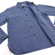 Load image into Gallery viewer, Sugar Cane Work Shirt with Vertical Hairline Code Stripe Pattern Men's Casual Jean Cord Long Sleeve Button Up Shirt SC25511 128 Navy-Blue