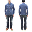 Load image into Gallery viewer, Sugar Cane Work Shirt with Vertical Hairline Code Stripe Pattern Men's Casual Jean Cord Long Sleeve Button Up Shirt SC25511 128 Navy-Blue