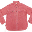 Load image into Gallery viewer, Sugar Cane Work Shirt with Vertical Hairline Code Stripe Pattern Men's Casual Jean Cord Long Sleeve Button Up Shirt SC25511 165 Red