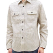 Laden Sie das Bild in den Galerie-Viewer, Sugar Cane Dobby Stripe Shirt Men's Mediumweight Long Sleeve Button Up Work Shirt SC29146 105 Off-White