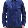 Load image into Gallery viewer, Sugar Cane Indigo Stripe Shirt Men's Japanese Kasuri Style Long Sleeve Button Up Work Shirt Fiction Romance SC29396 421A) Navy-Blue