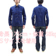 Load image into Gallery viewer, Sugar Cane Indigo Stripe Shirt Men's Japanese Kasuri Style Long Sleeve Button Up Work Shirt Fiction Romance SC29396 421A) Navy-Blue