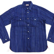 Load image into Gallery viewer, Sugar Cane Indigo Stripe Shirt Men's Japanese Kasuri Style Long Sleeve Button Up Work Shirt Fiction Romance SC29396 421A) Navy-Blue