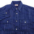 Load image into Gallery viewer, Sugar Cane Indigo Stripe Shirt Men's Japanese Kasuri Style Long Sleeve Button Up Work Shirt Fiction Romance SC29396 421A) Navy-Blue