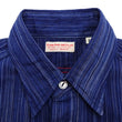 Load image into Gallery viewer, Sugar Cane Indigo Stripe Shirt Men's Japanese Kasuri Style Long Sleeve Button Up Work Shirt Fiction Romance SC29396 421A) Navy-Blue