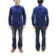 Load image into Gallery viewer, Sugar Cane Indigo Stripe Shirt Men's Japanese Kasuri Style Long Sleeve Button Up Work Shirt Fiction Romance SC29396 421A) Navy-Blue