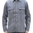 Laden Sie das Bild in den Galerie-Viewer, Sugar Cane Indigo Stripe Shirt Men's Japanese Kasuri Style Long Sleeve Button Up Work Shirt Fiction Romance SC29396 401A) Off-White