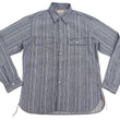 Laden Sie das Bild in den Galerie-Viewer, Sugar Cane Indigo Stripe Shirt Men's Japanese Kasuri Style Long Sleeve Button Up Work Shirt Fiction Romance SC29396 401A) Off-White