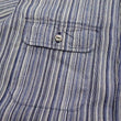 Laden Sie das Bild in den Galerie-Viewer, Sugar Cane Indigo Stripe Shirt Men's Japanese Kasuri Style Long Sleeve Button Up Work Shirt Fiction Romance SC29396 401A) Off-White
