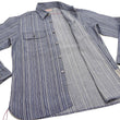 Laden Sie das Bild in den Galerie-Viewer, Sugar Cane Indigo Stripe Shirt Men's Japanese Kasuri Style Long Sleeve Button Up Work Shirt Fiction Romance SC29396 401A) Off-White