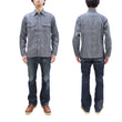 Laden Sie das Bild in den Galerie-Viewer, Sugar Cane Indigo Stripe Shirt Men's Japanese Kasuri Style Long Sleeve Button Up Work Shirt Fiction Romance SC29396 401A) Off-White