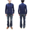 Load image into Gallery viewer, Sugar Cane Indigo Plaid Shirt Men's Japanese Style Sashiko Long Sleeve Button Up Work Shirt Fiction Romance SC29397