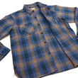 Load image into Gallery viewer, Sugar Cane Men's Long Sleeve Ombre Plaid Work Shirt - 100% Cotton Twill, One-Wash, Made in Japan (SC29561 125 Blue)