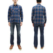 Load image into Gallery viewer, Sugar Cane Men's Long Sleeve Ombre Plaid Work Shirt - 100% Cotton Twill, One-Wash, Made in Japan (SC29561 125 Blue)