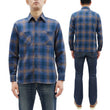 Load image into Gallery viewer, Sugar Cane Men's Long Sleeve Ombre Plaid Work Shirt - 100% Cotton Twill, One-Wash, Made in Japan (SC29561 125 Blue)