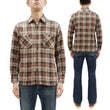 Load image into Gallery viewer, Sugar Cane Men's Long Sleeve Plaid Work Shirt - 100% Cotton Twill, One-Wash, Made in Japan (SC29564 138 Brown)