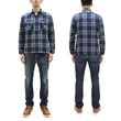 Laden Sie das Bild in den Galerie-Viewer, Sugar Cane Men's Vintage-Style Brushed Plaid Flannel Long-Sleeve Work Shirt - Fiction Romance Collection - 100% Cotton Herringbone Twill, Made in Japan (SC29584 128 Navy Blue)