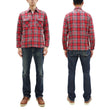 Laden Sie das Bild in den Galerie-Viewer, Sugar Cane Men's Vintage-Style Brushed Plaid Flannel Long-Sleeve Work Shirt - Fiction Romance Collection - 100% Cotton Herringbone Twill, Made in Japan (SC29584 165 Red)