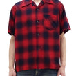 Load image into Gallery viewer, Sugar Cane Rayon Ombre Plaid Shirt Men's Oversized Fit Resort Collar Short Sleeve Casual Button Up Shirt SC39297 165 Red/Navy