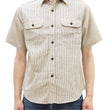 Load image into Gallery viewer, Sugar Cane Cotton Dobby Stripe Shirt Men's Casual Short Sleeve Button Up Work Shirt Vertical Multi-Striped Pattern SC39306 105 Off-White