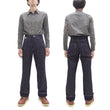 Load image into Gallery viewer, Sugar Cane Wabash Stripe Engineer Pants - Relaxed Straight Fit / Button Fly - Men's Casual 9 Oz. Railway Work Trousers Work Pants SC40786 Indigo-Navy One-Wash