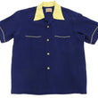 Load image into Gallery viewer, Style Eyes Two-Tone Rayon Bowling Shirt Men's 1950s Style Short Sleeve Button Up Shirt SE39056 128 Navy-Blue