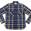 Load image into Gallery viewer, Samurai Jeans Indigo Plaid Flannel Shirt Men's Heavyweight Long Sleeve Button Up Work Shirt SIN23-01 Indigo/Blue Plaid