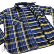 Load image into Gallery viewer, Samurai Jeans Indigo Plaid Flannel Shirt Men's Heavyweight Long Sleeve Button Up Work Shirt SIN23-01 Indigo/Blue Plaid