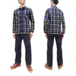 Load image into Gallery viewer, Samurai Jeans Indigo Plaid Flannel Shirt Men's Heavyweight Long Sleeve Button Up Work Shirt SIN23-01 Indigo/Blue Plaid