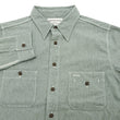 Laden Sie das Bild in den Galerie-Viewer, Samurai Jeans Cotton Melange Chambray Shirt Men's Slim Fit Lightweight Long Sleeve Button Up Work Shirt SJCBS23 Heather-Green