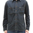 Load image into Gallery viewer, Samurai Jeans Herringbone Shirt Men's Long Sleeve Sulfur-Dyed Selvage HBT Button Up Work Shirt SJCBS24-HB Blackish-Navy-Blue