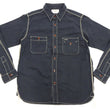 Load image into Gallery viewer, Samurai Jeans Herringbone Shirt Men's Long Sleeve Sulfur-Dyed Selvage HBT Button Up Work Shirt SJCBS24-HB Blackish-Navy-Blue