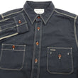 Load image into Gallery viewer, Samurai Jeans Herringbone Shirt Men's Long Sleeve Sulfur-Dyed Selvage HBT Button Up Work Shirt SJCBS24-HB Blackish-Navy-Blue