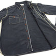 Load image into Gallery viewer, Samurai Jeans Herringbone Shirt Men's Long Sleeve Sulfur-Dyed Selvage HBT Button Up Work Shirt SJCBS24-HB Blackish-Navy-Blue