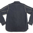 Load image into Gallery viewer, Samurai Jeans Herringbone Shirt Men's Long Sleeve Sulfur-Dyed Selvage HBT Button Up Work Shirt SJCBS24-HB Blackish-Navy-Blue