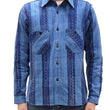Load image into Gallery viewer, Samurai Jeans Indigo Sashiko Shirt Men's Casual Indigo Plaid with Sashiko Stitch Long Sleeve Work Shirt SKN24-01