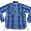 Load image into Gallery viewer, Samurai Jeans Indigo Sashiko Shirt Men's Casual Indigo Plaid with Sashiko Stitch Long Sleeve Work Shirt SKN24-01