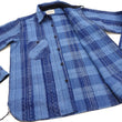 Load image into Gallery viewer, Samurai Jeans Indigo Sashiko Shirt Men's Casual Indigo Plaid with Sashiko Stitch Long Sleeve Work Shirt SKN24-01