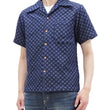 Laden Sie das Bild in den Galerie-Viewer, Samurai Jeans Indigo Sashiko Shirt Men's Diamond Stitch Sashiko Short Sleeve Button Up Camp Collar Shirt SOS23-S01