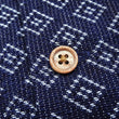 Laden Sie das Bild in den Galerie-Viewer, Samurai Jeans Indigo Sashiko Shirt Men's Diamond Stitch Sashiko Short Sleeve Button Up Camp Collar Shirt SOS23-S01