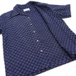 Laden Sie das Bild in den Galerie-Viewer, Samurai Jeans Indigo Sashiko Shirt Men's Diamond Stitch Sashiko Short Sleeve Button Up Camp Collar Shirt SOS23-S01