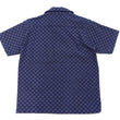 Laden Sie das Bild in den Galerie-Viewer, Samurai Jeans Indigo Sashiko Shirt Men's Diamond Stitch Sashiko Short Sleeve Button Up Camp Collar Shirt SOS23-S01