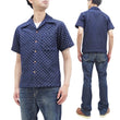 Laden Sie das Bild in den Galerie-Viewer, Samurai Jeans Indigo Sashiko Shirt Men's Diamond Stitch Sashiko Short Sleeve Button Up Camp Collar Shirt SOS23-S01