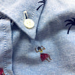Load image into Gallery viewer, Sun Surf Casual Button Down Shirt Men's Short Sleeve Hula Dancer Palm Tree All-over Print Oxford Button Up Shirt SS39282 125 Blue