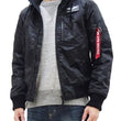 Load image into Gallery viewer, Alpha Industries Hooded Puffer Jacket TA1672 Men's Military Style Nylon Padded Jacket with Rib Panel TA1672-082 tonal-colored black camouflage pattern