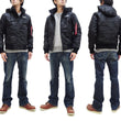 Load image into Gallery viewer, Alpha Industries Hooded Puffer Jacket TA1672 Men's Military Style Nylon Padded Jacket with Rib Panel TA1672-082 tonal-colored black camouflage pattern