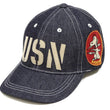 Load image into Gallery viewer, TOYS McCOY Denim Cap Men's Snoopy x USN Denim Baseball Hat TMA2410 Deep Blue Indigo